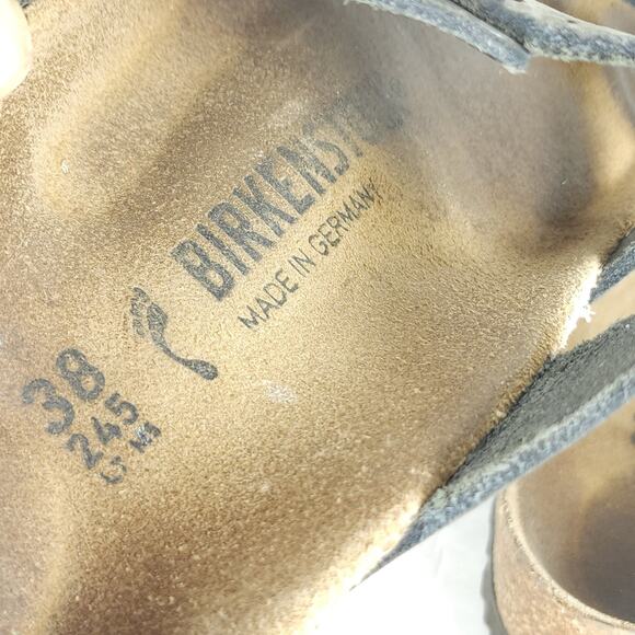 Birkenstock Women's Franca US8 EU39 Gray Oiled Leather Strappy Slide sandals - Picture 11 of 16